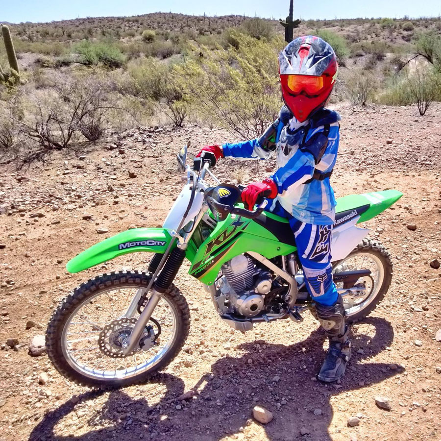 Kid on dirt bike in Arizona desert